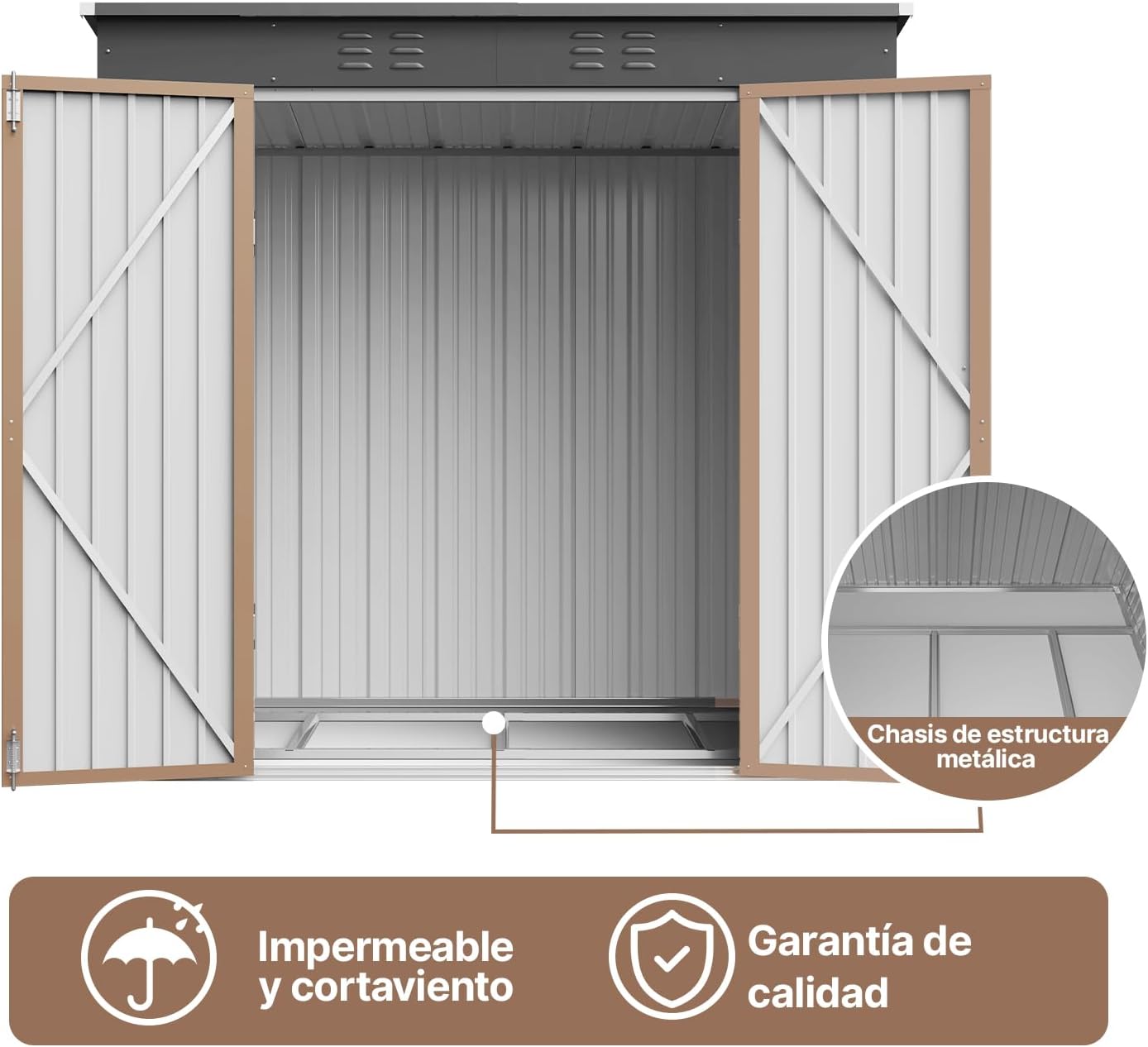 BRO A SIS Caseta de jardín metálica, 2 Puertas con Cerradura, ventilada, para Guardar Herramientas y Suministros. (Verde)
