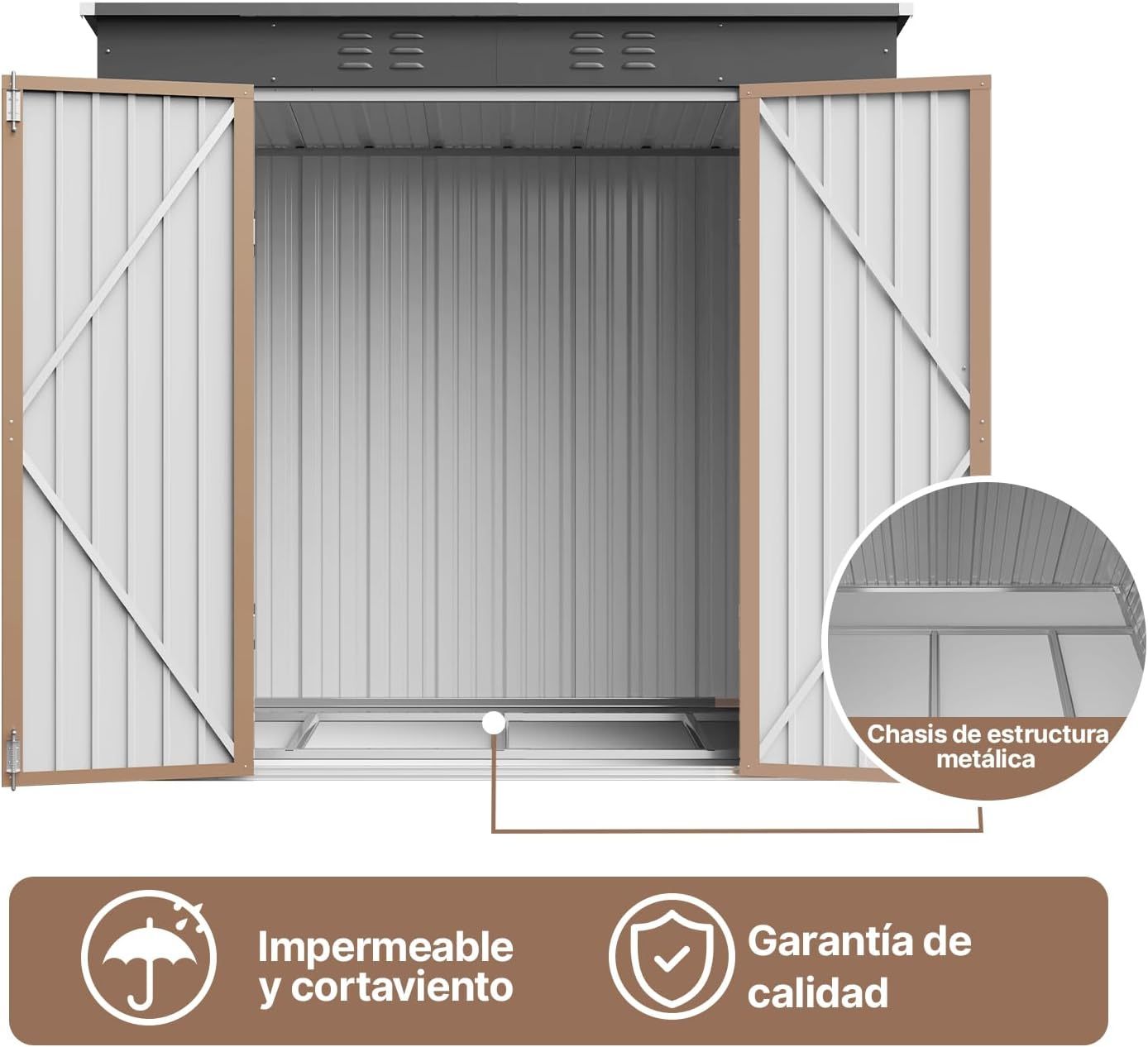 BRO A SIS Caseta de jardín metálica, 2 Puertas con Cerradura, ventilada, para Guardar Herramientas y Suministros. (Verde)