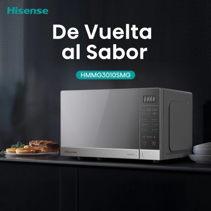 Horno de Microondas Hisense, 1.1 Pies Cúbicos, 10 Niveles de Potencia, Color Gris, Modelo HMMG3010SMG