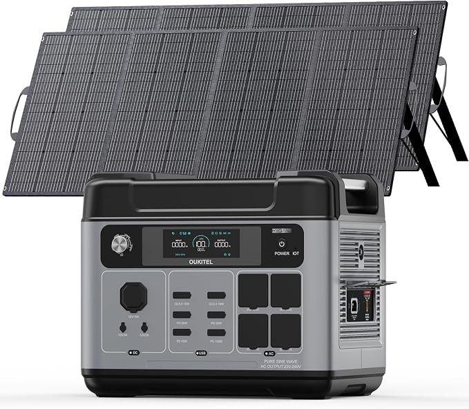 OUKITEL P2001 Plus - Generador solar de 2400 W, estación de energía solar de 2048 Wh (panel solar opcional), carga rápida de 1800 W, estación de energía de emergencia inteligente con control de aplicación para el hogar, campamento, respaldo de batería al 