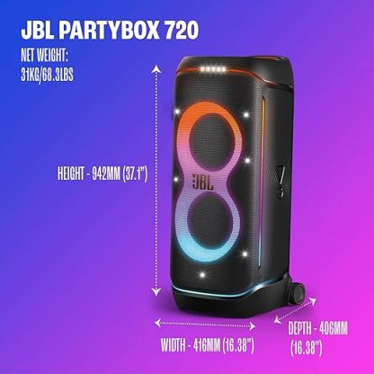 JBL PartyBox Ultimate Bocina Efecto Luz LED, Bluetooth, 1100 W de Potencia, Resistente al Agua IPX4 - Negro