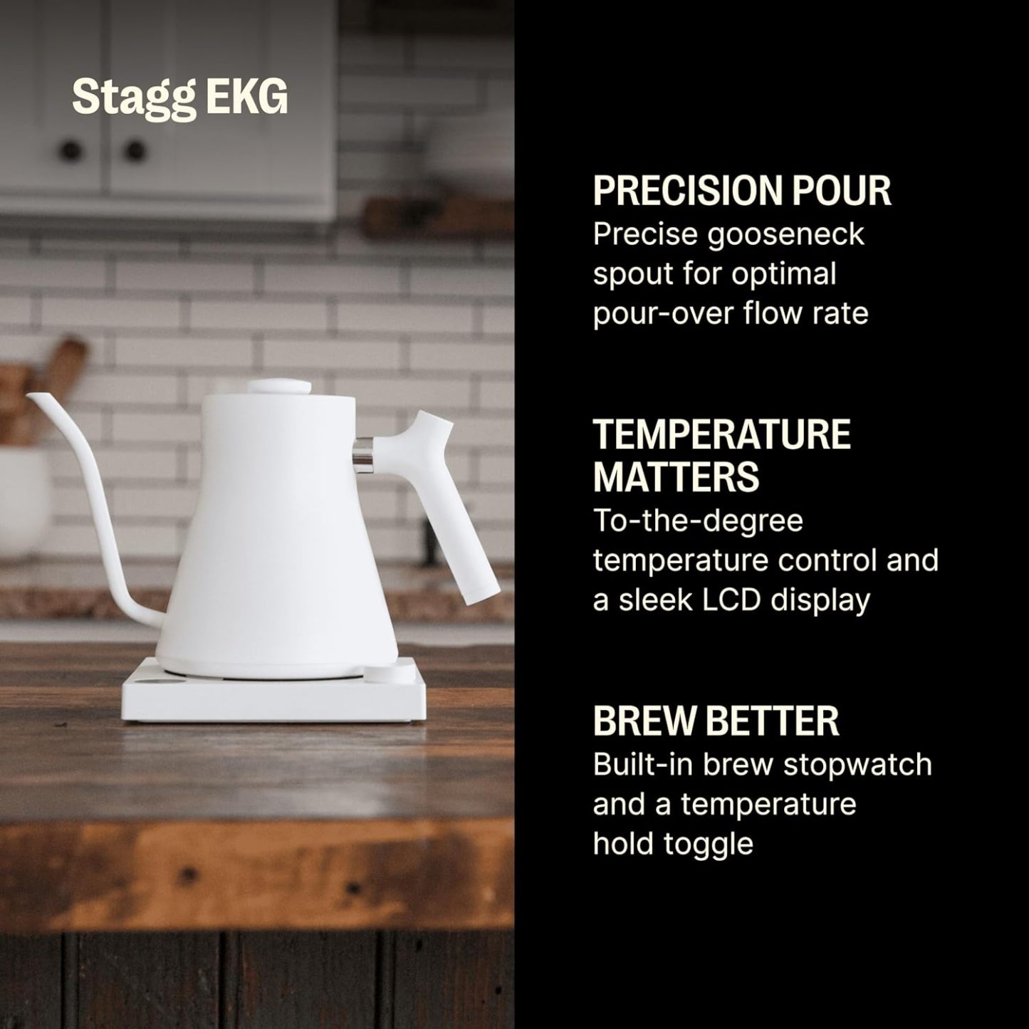 Fellow Stagg EKG Pro Gooseneck Electric Kettle, Brew Timer, 0.9 Liter