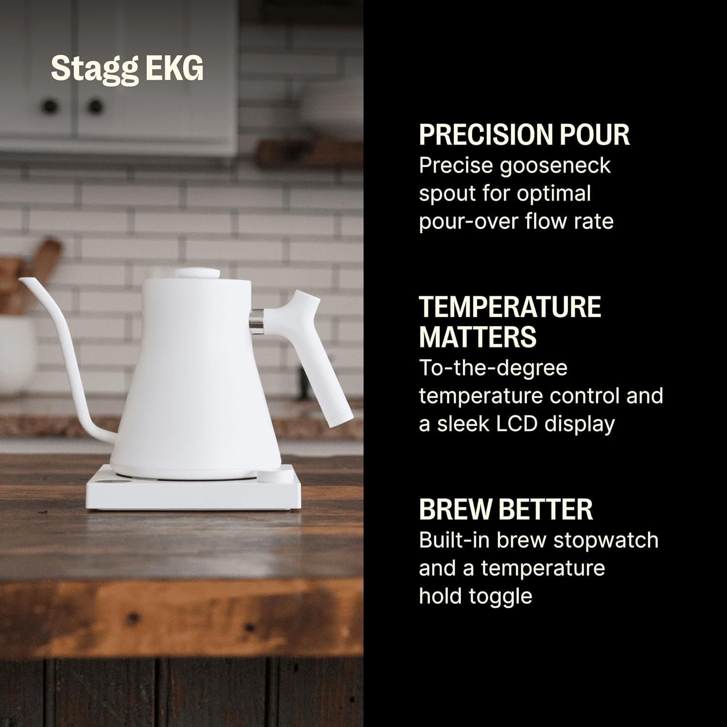 Fellow Stagg EKG Pro Gooseneck Electric Kettle, Brew Timer, 0.9 Liter