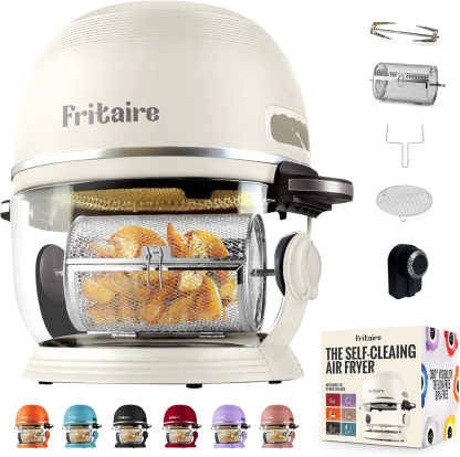 Non Toxic Air Fryer Pro | Freidora de aire de vidrio 9 en 1 | Autolimpiante | 5 cuartos | Asador y vaso | Vórtice de 400 F para cocinar uniformemente, sin teflón, recrisp, asado, hornear, rosa malva
