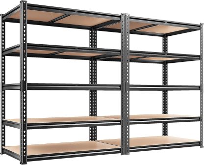REIBII 2400LBS Garage Shelving,36" Wx16" Dx72" H Shelves for Basement | Adjustable 5-Tier Shelving Unit,High-Density MDF Shelves,Heavy Duty Storage Shelves,Easy Assembly,For Pantry Workshop Storage