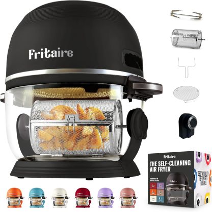 Non Toxic Air Fryer Pro | Freidora de aire de vidrio 9 en 1 | Autolimpiante | 5 cuartos | Asador y vaso | Vórtice de 400 F para cocinar uniformemente, sin teflón, recrisp, asado, hornear, rosa malva
