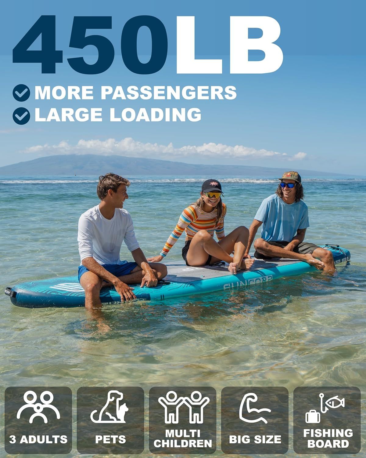 Tabla de paddle surf inflable Suncorp de 3,55 m x 89 cm, paquete de 2 (rosa y azul) – Tablas de paddle surf premium, capacidad de 204 kg, kit completo, mochila de 100 L y bomba de doble acción.