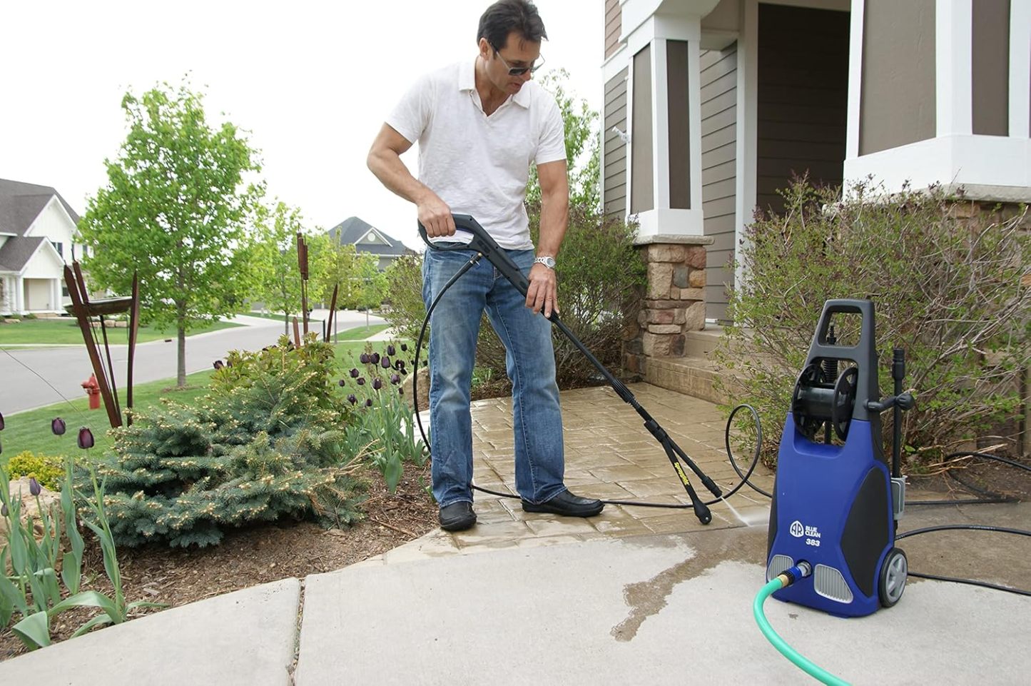AR Blue Clean AR390SS 2000 PSI - Limpiador eléctrico con Pistola de Spray, Varilla, Manguera DE 76,2 cm y Cable de alimentación DE 88,9 cm, Color Azul, Azul, 1-Paquete