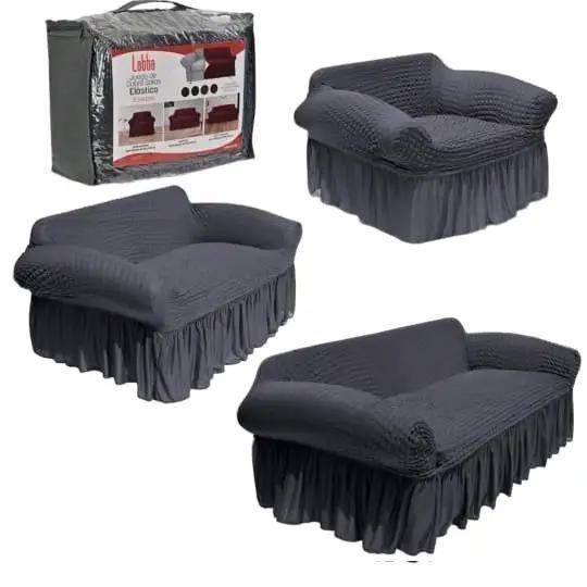 Protector Cubre Sala Stretch Fit Falda Bubble 3 Piezas