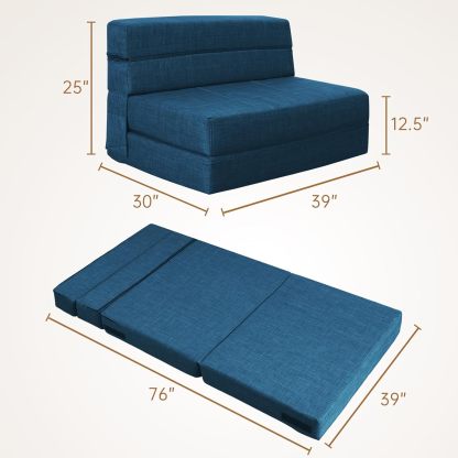 Nigoone - Sofá plegable tamaño Queen de espuma viscoelástica con 2 almohadas, sillón perezoso, triple futón, camas convertibles, funda lavable, gris oscuro