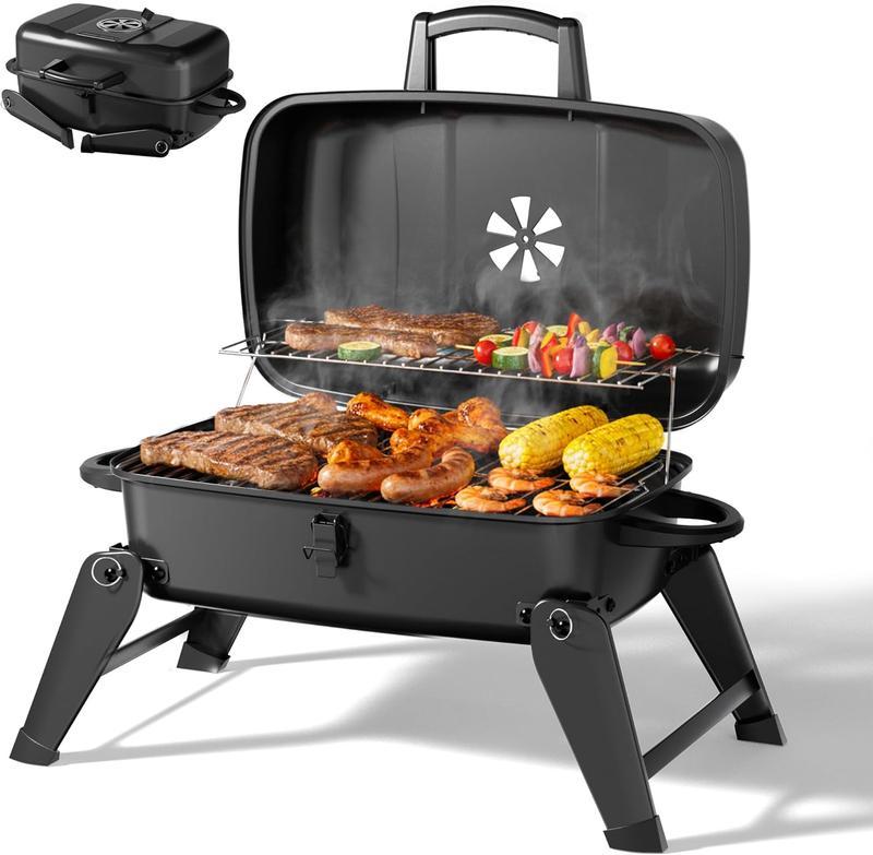 MASTER COOK Parrilla port��til de carb��n/gas, plegable y ligera, con ventilaci��n ajustable, 330 pulgadas cuadradas de ��rea de cocci��n para exteriores, caravanas, camping, patios, fiestas al aire libre y viajes.