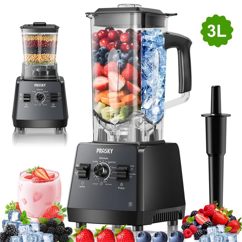 Prasky 2 en 1: Licuadora y Molinillo de 102 oz para uso doméstico. Potente licuadora de cocina de gran capacidad (68 oz), libre de BPA, con 2 recipientes de sobremesa. Tritura hielo, prepara salsas y batidos, y muele café y especias. Ideal para bebidas co