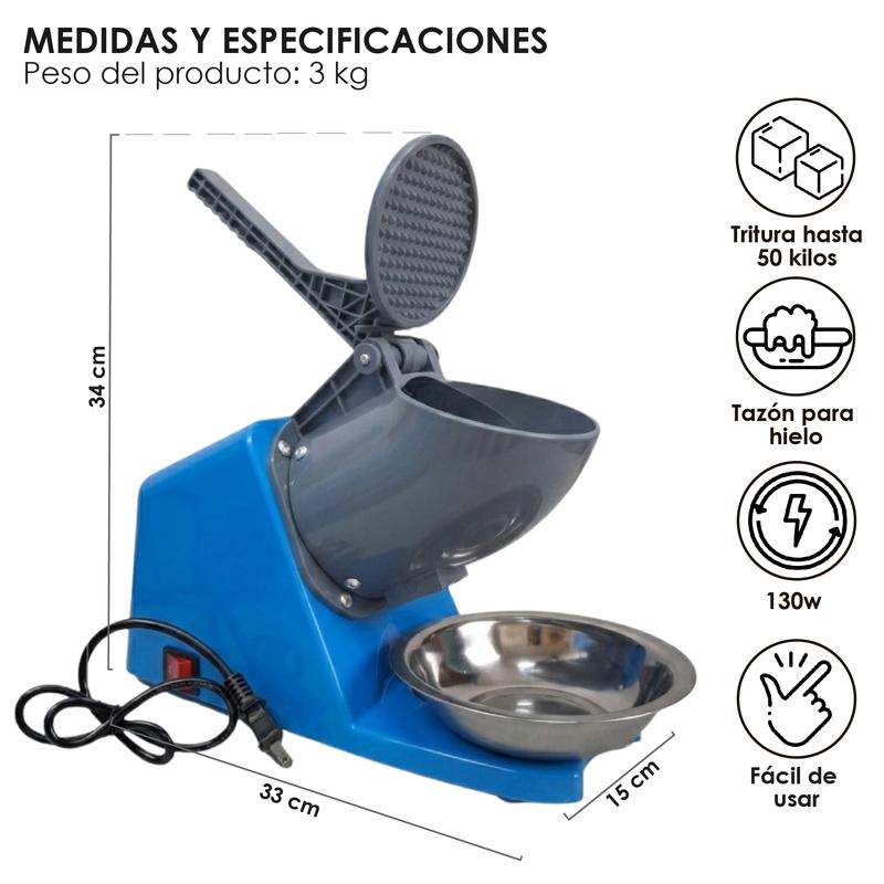 Maquina Trituradora De Hielo Para Raspados Eléctrica Tritura 50 Kilos De Hielo Acero Inoxidable y plástico Triturador Hielo Con Boul Hielo Frappes Raspados de Hielo Acero inoxidable y plástico resistente