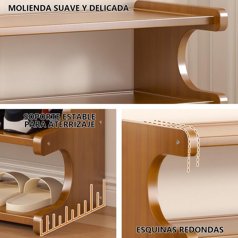 Estuche de almacenamiento 6Niveles para entrada de madera sólida y bambú multicapa, zapatero grande de bambú con gran capacidad, ahorro de espacio en el hogar o dormitorio, acomodar múltiples pares de zapatos con supergran capacidad, solución de almacenaj