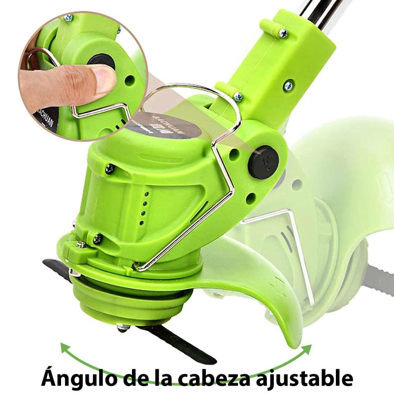 Desbrozadora Inalámbrica 21V – Dile Adiós a la Maleza en tu Jardín – Corta Césped, Hierba y Ramas – 2 Baterías de 3000mAh – 45 min de Autonomía – Ajustable 94-130cm – Cabezal 90° + Mango 360° – Regalo Perfecto para Papá o Jardineros – Verde o Negro