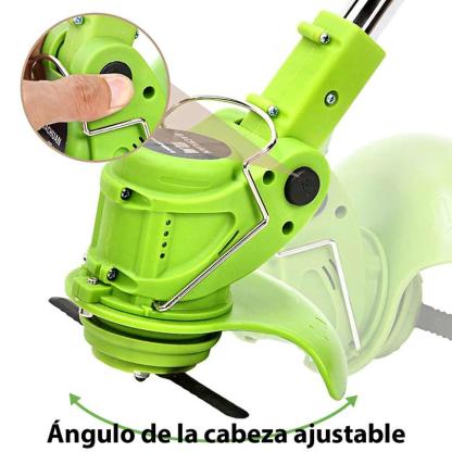 Desbrozadora Inalámbrica 21V – Dile Adiós a la Maleza en tu Jardín – Corta Césped, Hierba y Ramas – 2 Baterías de 3000mAh – 45 min de Autonomía – Ajustable 94-130cm – Cabezal 90° + Mango 360° – Regalo Perfecto para Papá o Jardineros – Verde o Negro