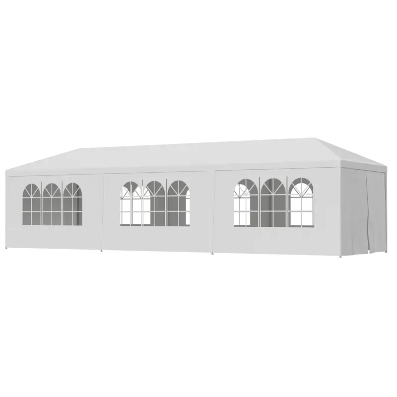 Gran carpa exterior con toldo - Carpa de 10x20 pies, estructura de acero blanco, protección UV para bodas, eventos de catering (tiendas de campaña y accesorios para deportes, acampada y senderismo al aire libre), toldo desmontable.