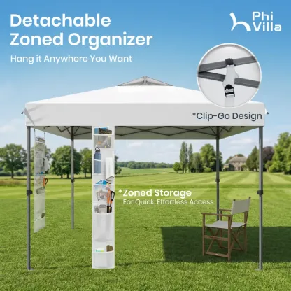 [Impermeable y resistente a los rayos UV] Carpa plegable PHIVILLA de 3,6x3,6 m, carpa portátil instantánea para exteriores, cenador para exteriores con cierre de un solo botón y bolsa con ruedas.