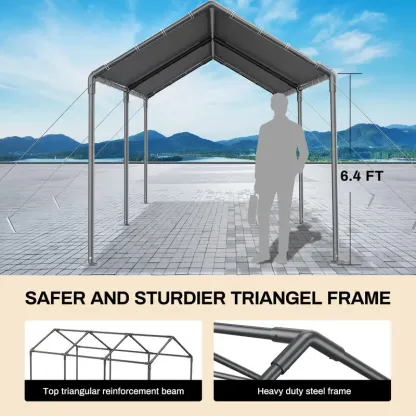Cochera Grezone de 3x6 metros (10x20 pies), resistente, para exteriores, de gran capacidad, tipo toldo portátil para garaje, cobertizo de almacenamiento, refugio para coches, lona para todas las estaciones, protección contra el viento para barcos de fiest
