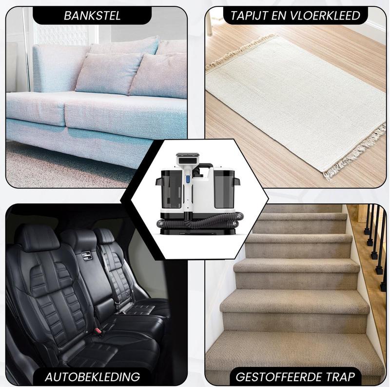 Aspiradora Lava Alfombra Tapicería De Inyección Succión 600w 18000pa, Máquina De Limpieza De Telas Para Sofá, Alfombra, Cortina Y Cama, Cepillo Profundo, Doble Tanque De Agua Blanco