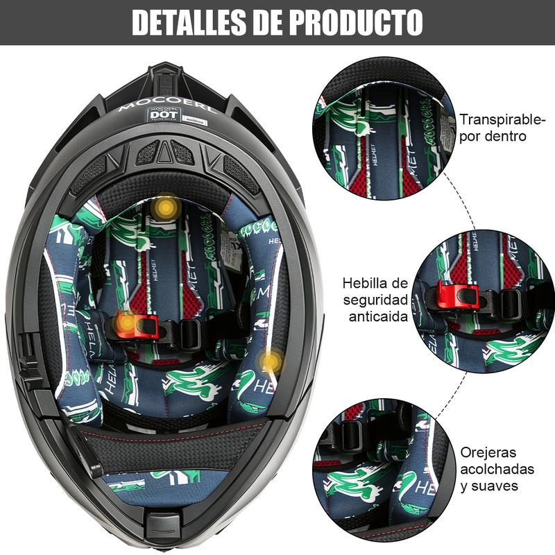Cascos Moto Integral Abatible, con LuzLed, con Bluetooth Puede Hablar yEscuchar musica, para Mica Plata, NegroMate, Certificado Dot
