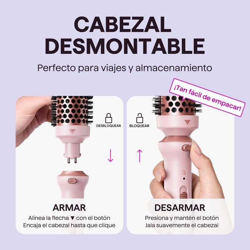 Wavytalk Multi Curl, 5 en 1 Ceramic Curling Wand, rizador de pelo de calentamiento rápido de 1/2 a 1 1/2 pulgadas y cepillo térmico, rizador de pelo de doble voltaje