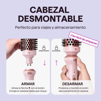 Wavytalk Multi Curl, 5 en 1 Ceramic Curling Wand, rizador de pelo de calentamiento rápido de 1/2 a 1 1/2 pulgadas y cepillo térmico, rizador de pelo de doble voltaje