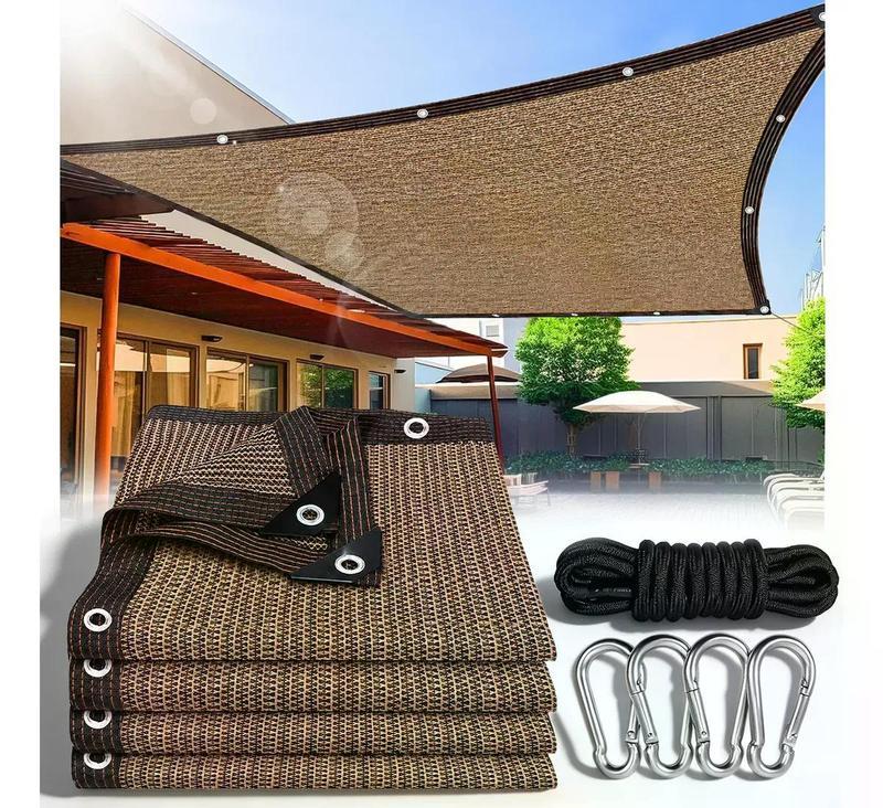 Malla Sombra Para Jardin 6x4 Metros Con Cuerda De 10 Metros + 4 Hebilla, 95 % De Bloqueo De La Luz Protección Uv Antiviento Y Impermeable Apto Para Uso En Exteriores, Patios Y Cocheras Beige