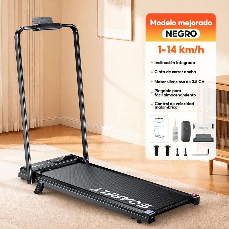 Caminadora Eléctrica con Pasamanos para Casa y Oficina, Cinta de Correr Plegable con Motor 3.5 HP y Control Remoto