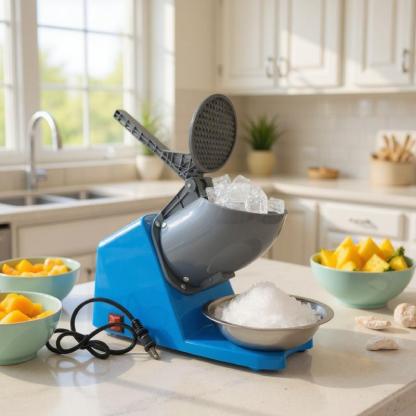 Maquina Trituradora De Hielo Para Raspados Eléctrica Tritura 50 Kilos De Hielo Acero Inoxidable y plástico Triturador Hielo Con Boul Hielo Frappes Raspados de Hielo Acero inoxidable y plástico resistente