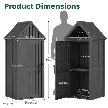 Armario de almacenamiento para exteriores, armario de limpieza, armario para herramientas, resistente a la lluvia y al agua, resistente al sol para patios y jardines en EE. UU., cuarto de herramientas de jardín, caja de almacenamiento para el patio traser