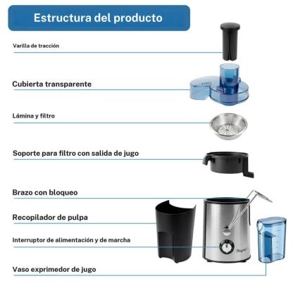 Exprimedor eléctrico Boyuevi de 800 W con jarra para jugo de 30 oz (aprox. 900 ml), licuadora centrífuga multifunción para frutas y verduras, sin BPA, fácil de limpiar, capacidad de 800 ml, diseño compacto, uso doméstico