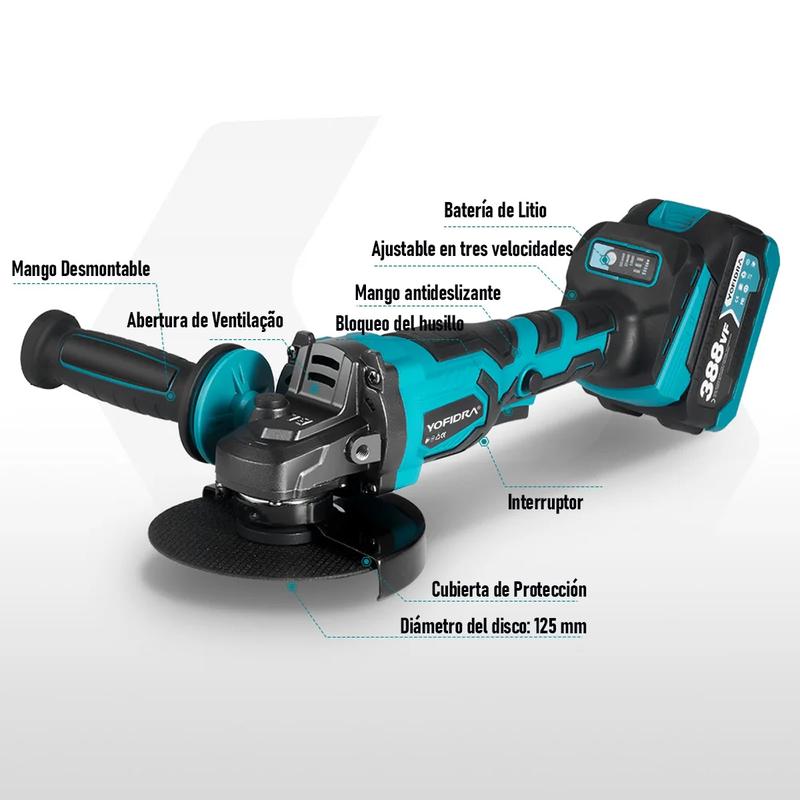 Kit de herramientas Profesional 4 en 1 Brushless | Taladro Inalámbrico, Llave de Impacto, Amoladora Angular y Rotomartillo SDS | 2 Baterías | Kit Completo para Hogar y Carpintería