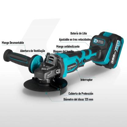 Kit de herramientas Profesional 4 en 1 Brushless | Taladro Inalámbrico, Llave de Impacto, Amoladora Angular y Rotomartillo SDS | 2 Baterías | Kit Completo para Hogar y Carpintería