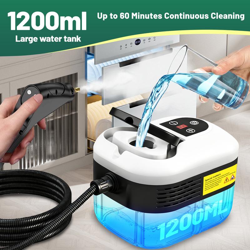 Limpiador de vapor portátil de mano con 10 accesorios, niveles ajustables, calentamiento rápido, ideal para cocina, baño, azulejos y limpieza de autos.