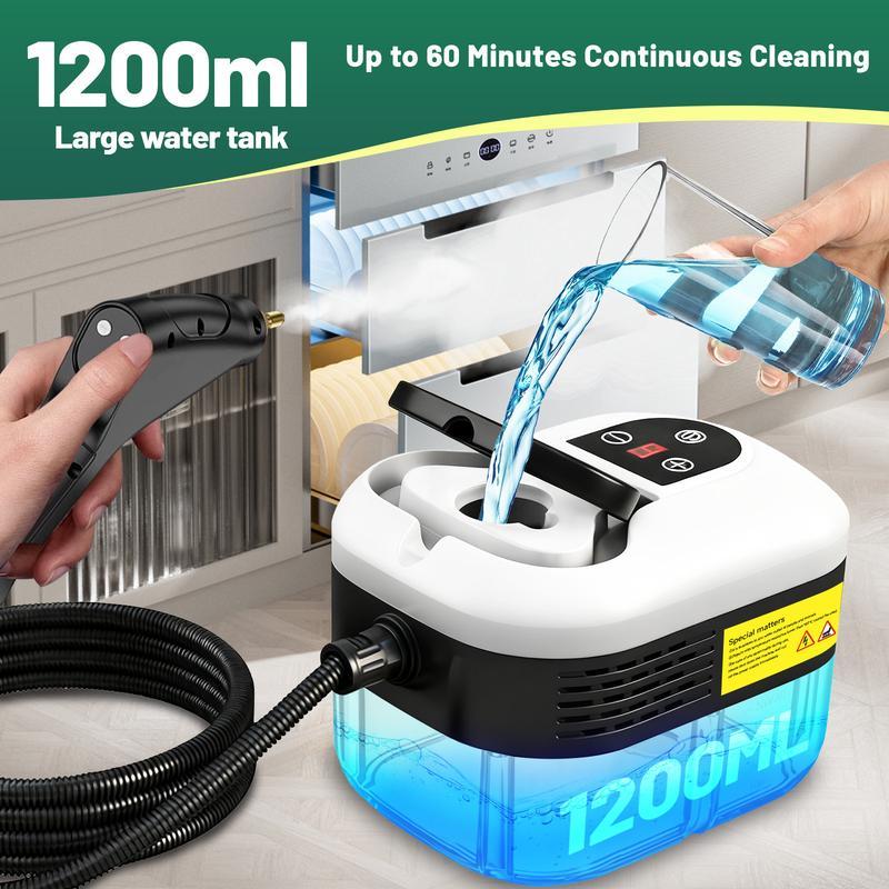 Limpiador de vapor portátil de mano con 10 accesorios, niveles ajustables, calentamiento rápido, ideal para cocina, baño, azulejos y limpieza de autos.