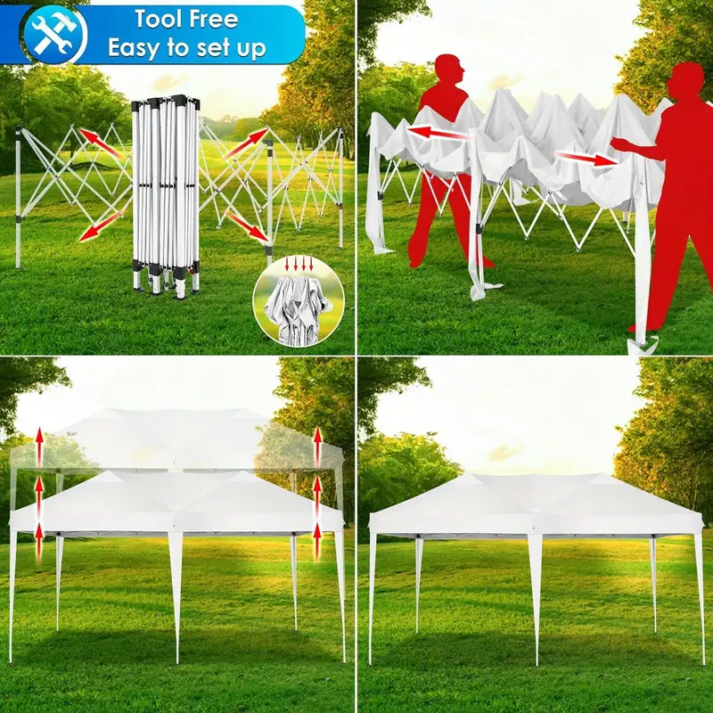 SANOPY 10×20 pies carpa parasol emergente con 4 paredes laterales desmontables, fácil de instalar, carpa parasol comercial para exteriores, adecuada para fiestas/patio/carpa de exhibición, pabellón impermeable y UPF50+ con bolsa de transporte