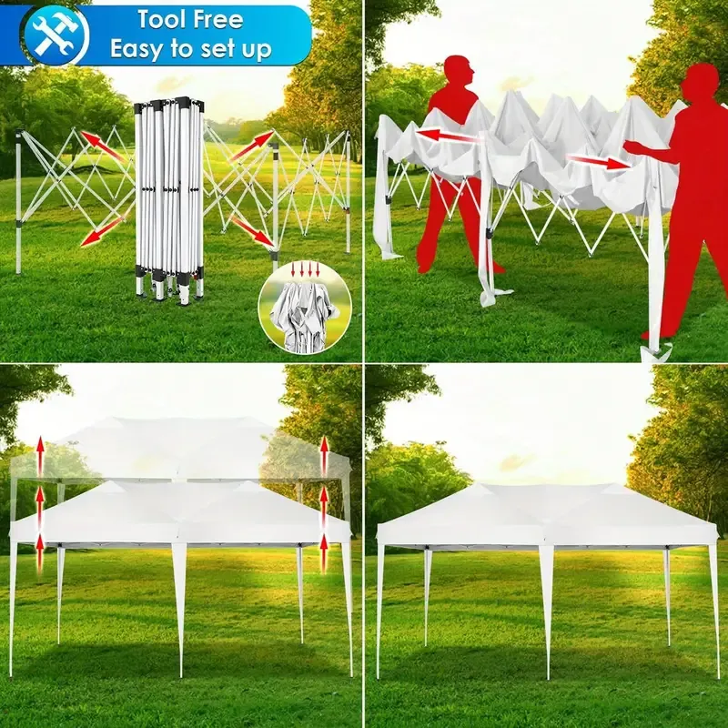 SANOPY 10×20 pies carpa parasol emergente con 4 paredes laterales desmontables, fácil de instalar, carpa parasol comercial para exteriores, adecuada para fiestas/patio/carpa de exhibición, pabellón impermeable y UPF50+ con bolsa de transporte