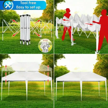 SANOPY 10×20 pies carpa parasol emergente con 4 paredes laterales desmontables, fácil de instalar, carpa parasol comercial para exteriores, adecuada para fiestas/patio/carpa de exhibición, pabellón impermeable y UPF50+ con bolsa de transporte