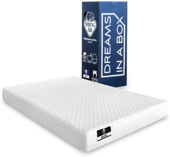 Spring Air Colchón Dreams In A Box Basic | Espuma De Memory Foam | Confort Suave | Colchón En Caja Hipoalergénico y Transpirable | 25cm Altura (Individual)