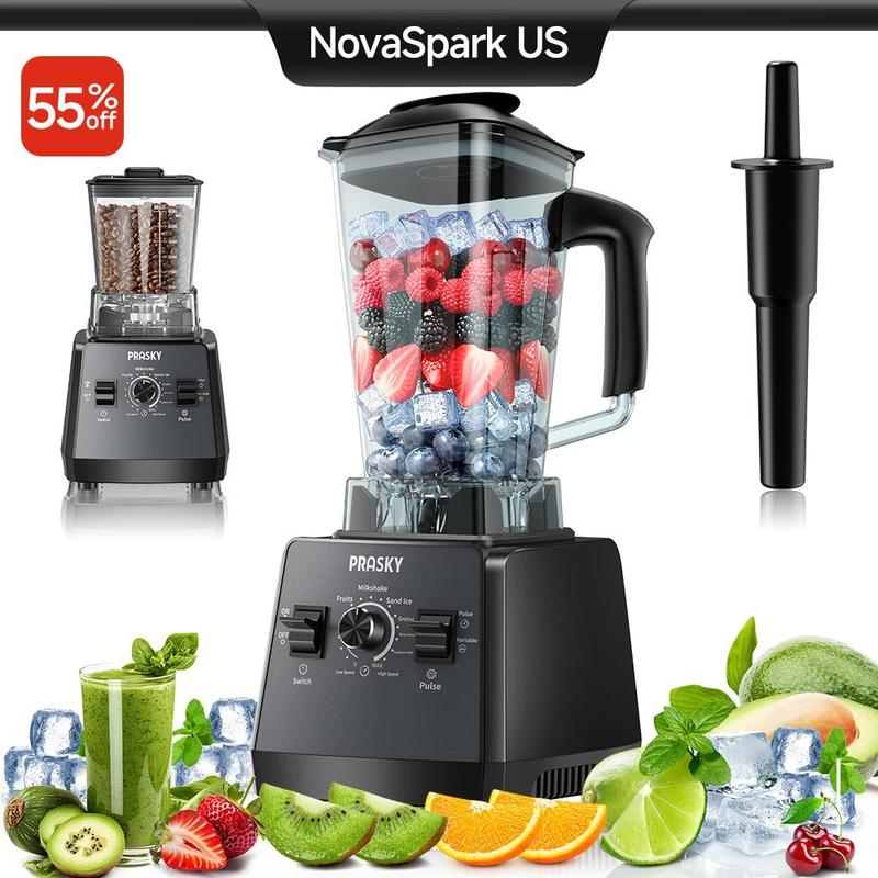 Prasky 2 en 1: Licuadora y Molinillo de 102 oz para uso doméstico. Potente licuadora de cocina de gran capacidad (68 oz), libre de BPA, con 2 recipientes de sobremesa. Tritura hielo, prepara salsas y batidos, y muele café y especias. Ideal para bebidas co
