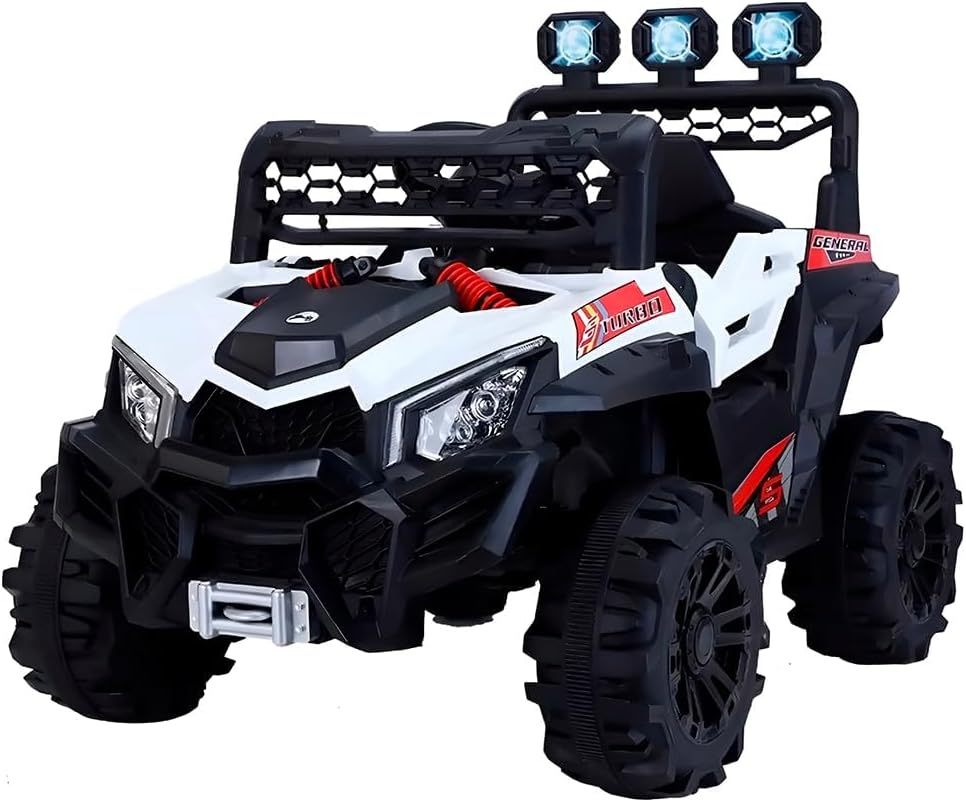 Raganet, Buggy Electrico Montable para Niños Color Rojo, Carrito de Control Remoto y Manejo Directo, con Luces, Estereo y Pedales Funcionales, Medidas: Alto 76cm X Ancho 68cm X Largo 109cm
