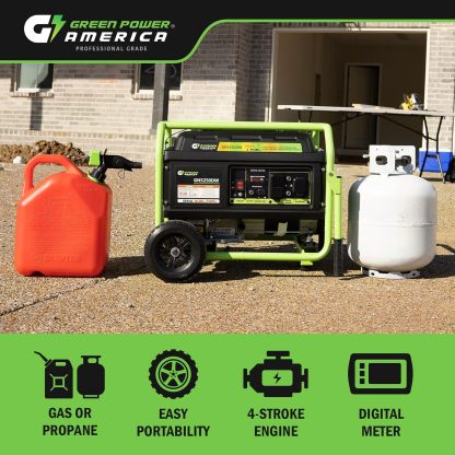 Green-Power America GN5250DW generador de Combustible Dual con propano y Gasolina de 5250 vatios, Color Verde