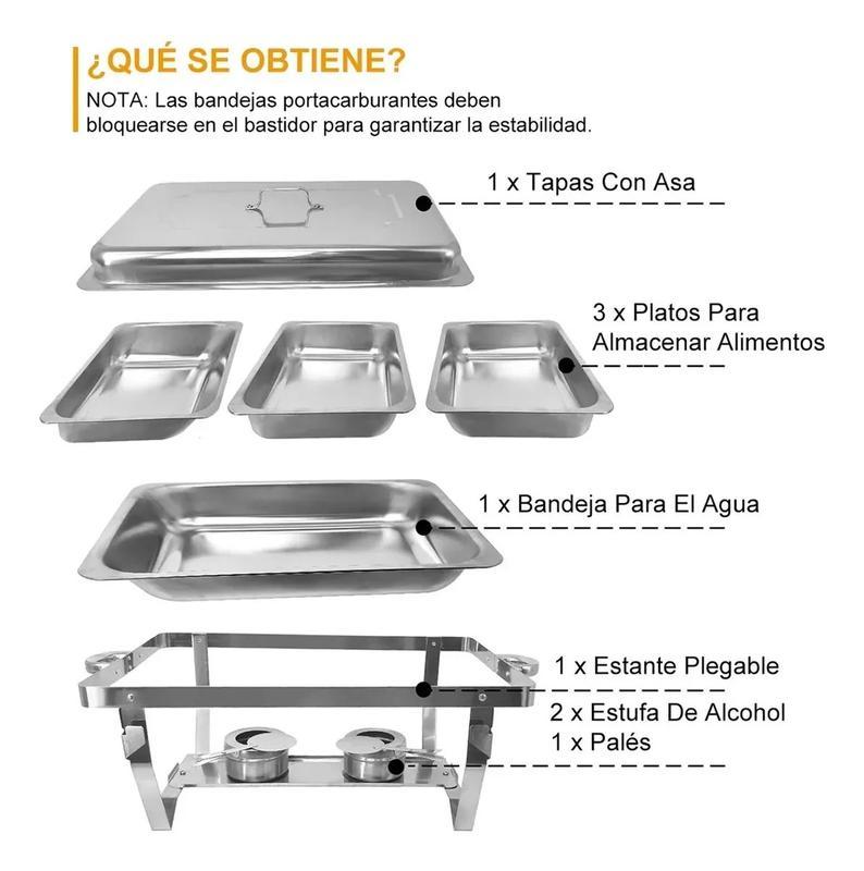 Bufetera 3 Espacios De Acero Inoxidable Para Chef Comedor 9l