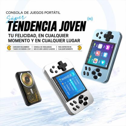 Consola de Juegos Portátil y Power Bank 2 en 1, Batería Magnética de 5000mAh con Carga Inalámbrica Rápida de 20W, Más de 6000 Juegos Retro Clásicos
