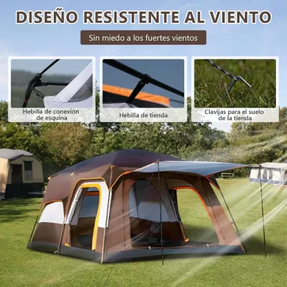 Casa De Campaña Grandes 7 A 10 Personas Tienda FUNJN Casa De Acampar Grande Impermeable Fácil Instalar Gran Espacio Color Marrón