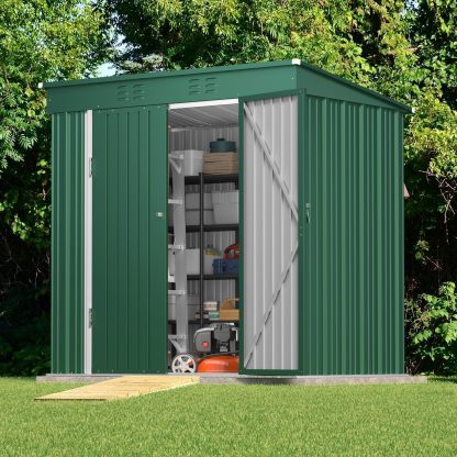 BRO A SIS Caseta de jardín metálica, 2 Puertas con Cerradura, ventilada, para Guardar Herramientas y Suministros. (Verde)