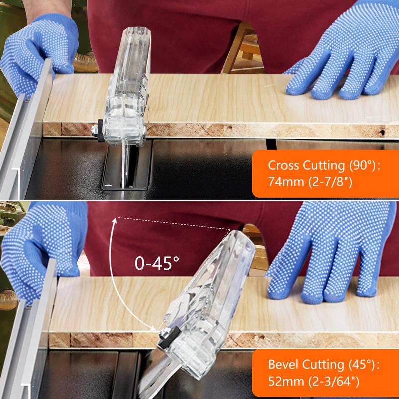 Sierra de mesa portátil de 8 pulgadas con velocidad de corte de 3576 RPM, disco de 24 dientes y sistema eficiente de recolección de polvo para cortes ajustables; ideal para proyectos de carpintería DIY y mejoras del hogar.