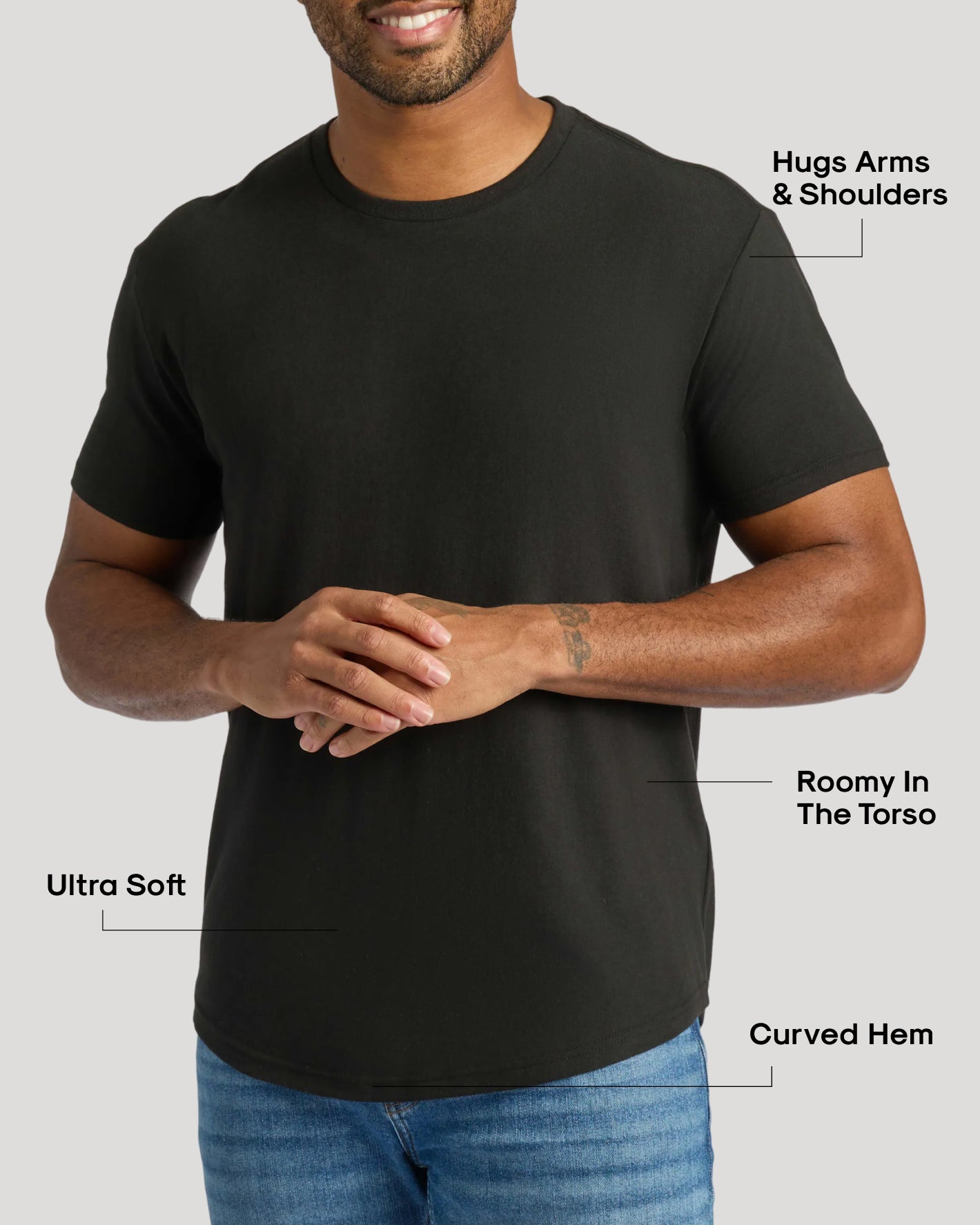 Classic Curved Hem Crew Neck 3-Pack