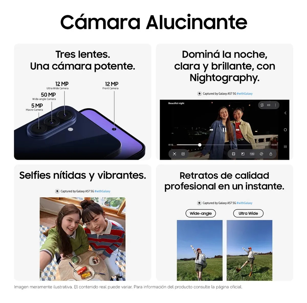 eléfono celular Samsung Galaxy A57 5G 256gb, 8gb Ram, características Ai gris oscuro